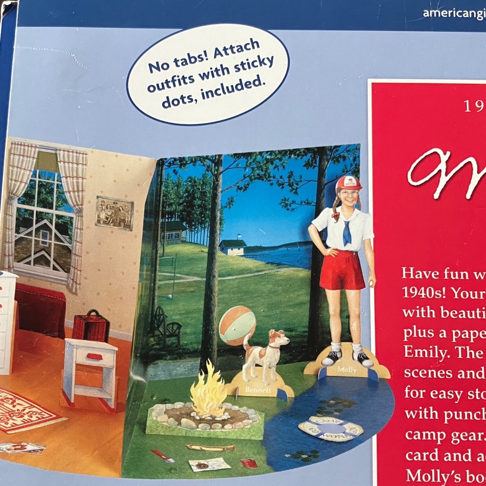 American Girl Doll Molly & Emily Play Scenes & Paper Dolls GUC - Picture 10 of 13